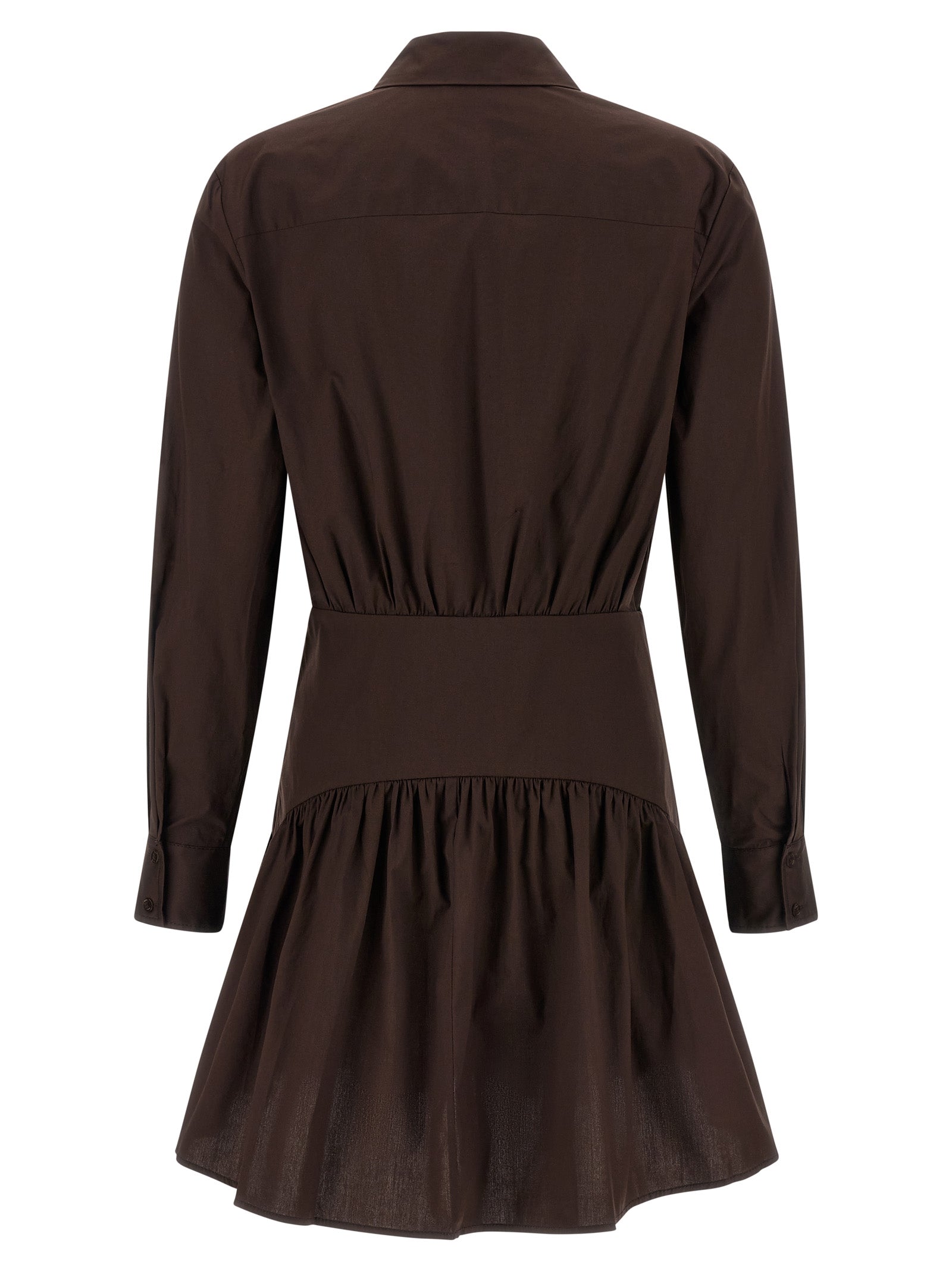 Brown Cotton Short Dress