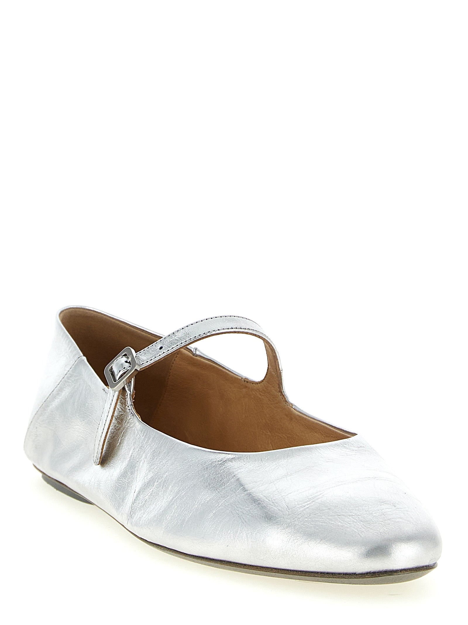 Silver Calfskin Ballet Flats