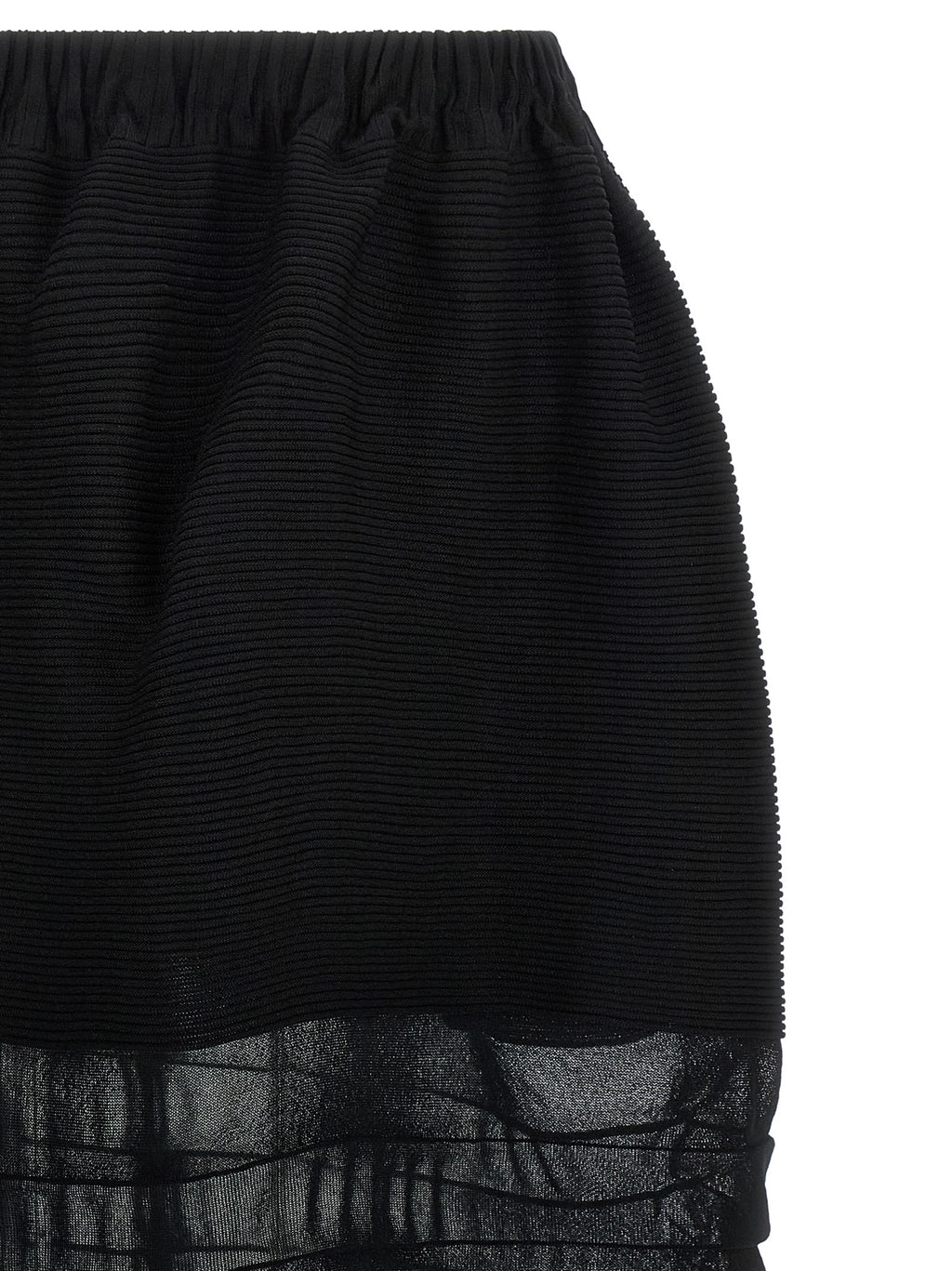 Black Polyester Midi Skirt
