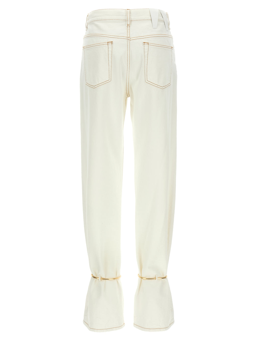 White Cotton Straight-Leg Jeans