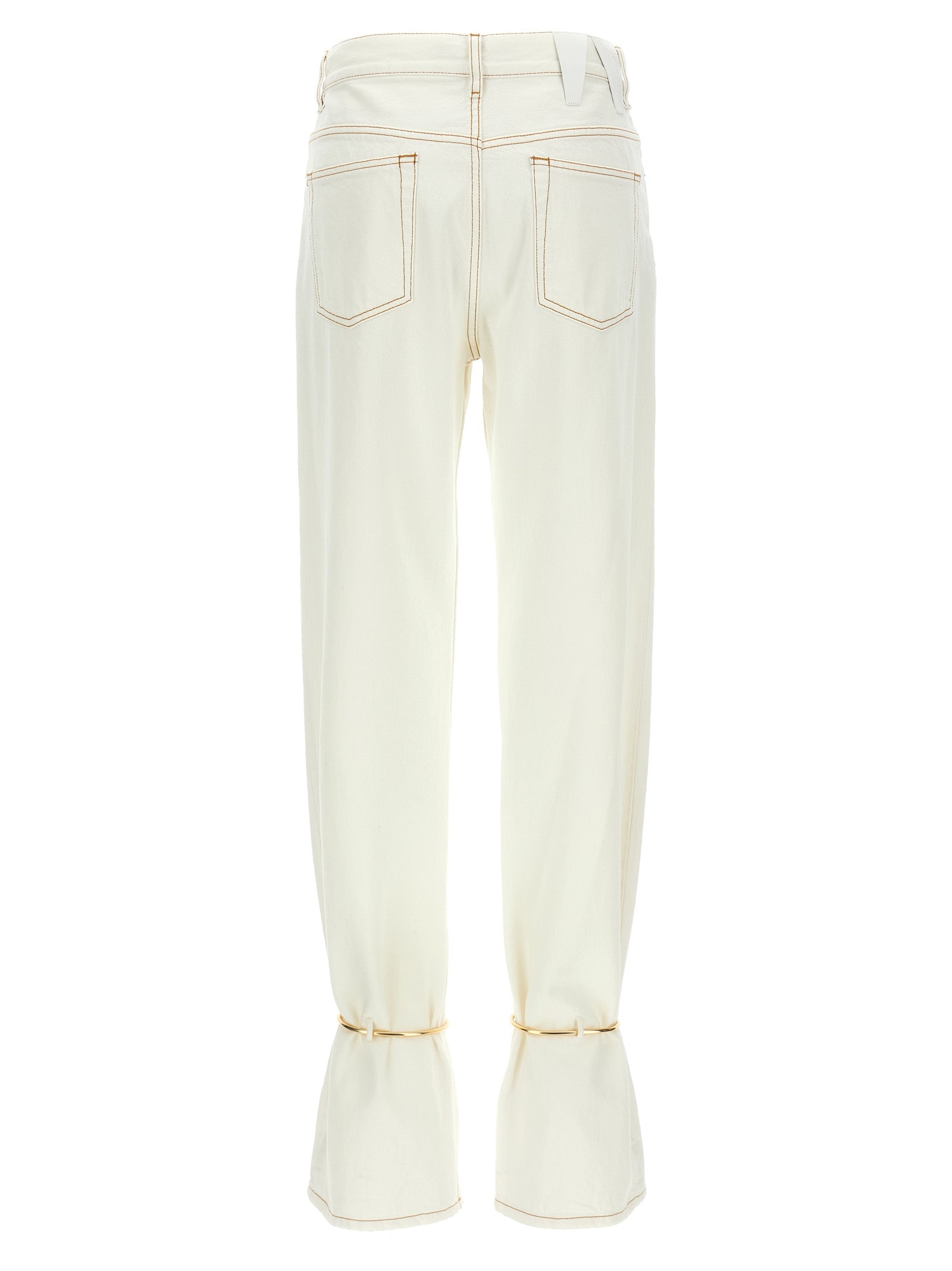 White Cotton Straight-Leg Jeans