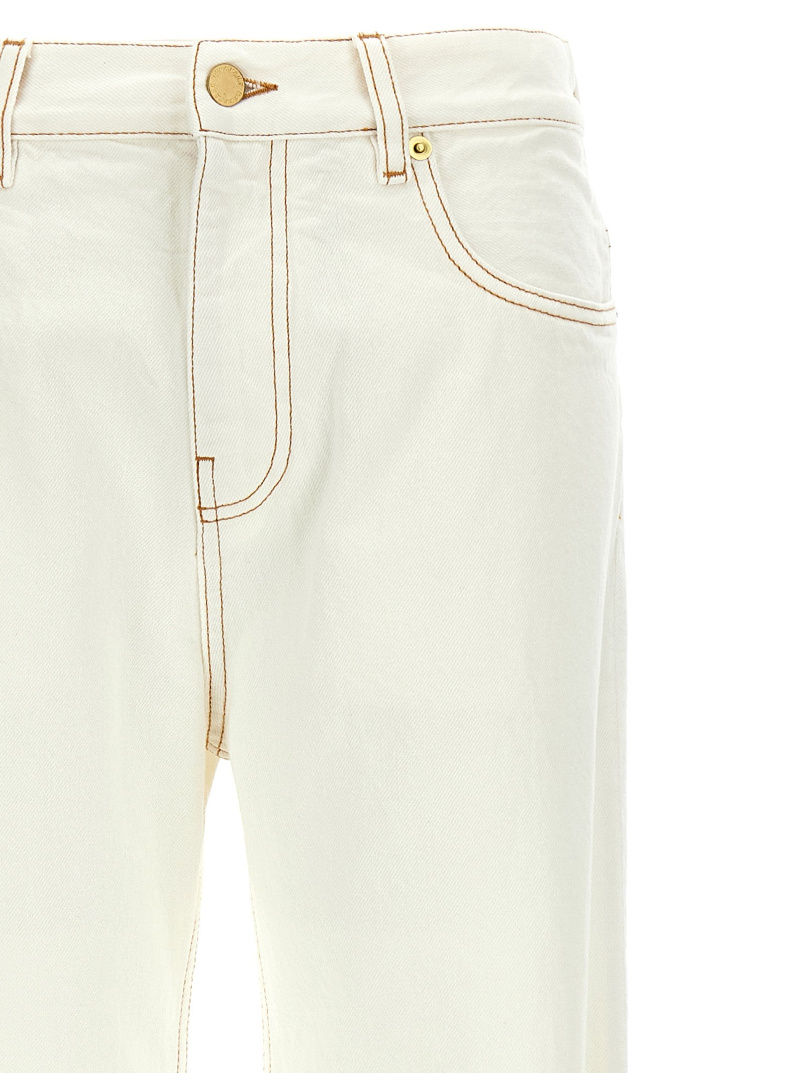 White Cotton Straight-Leg Jeans