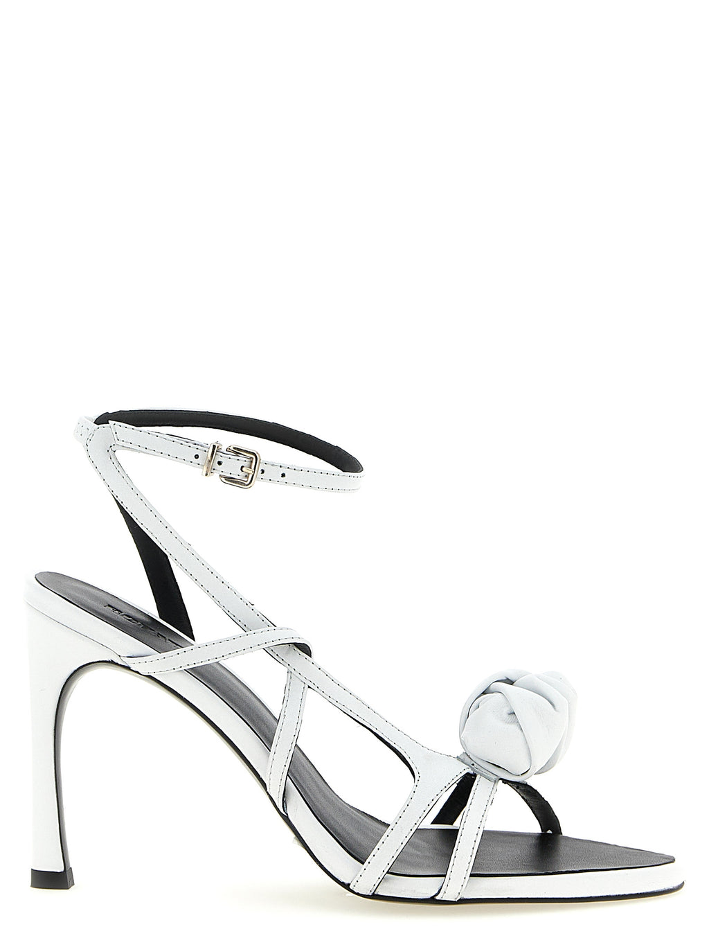 White Calfskin Stiletto Heel Sandals