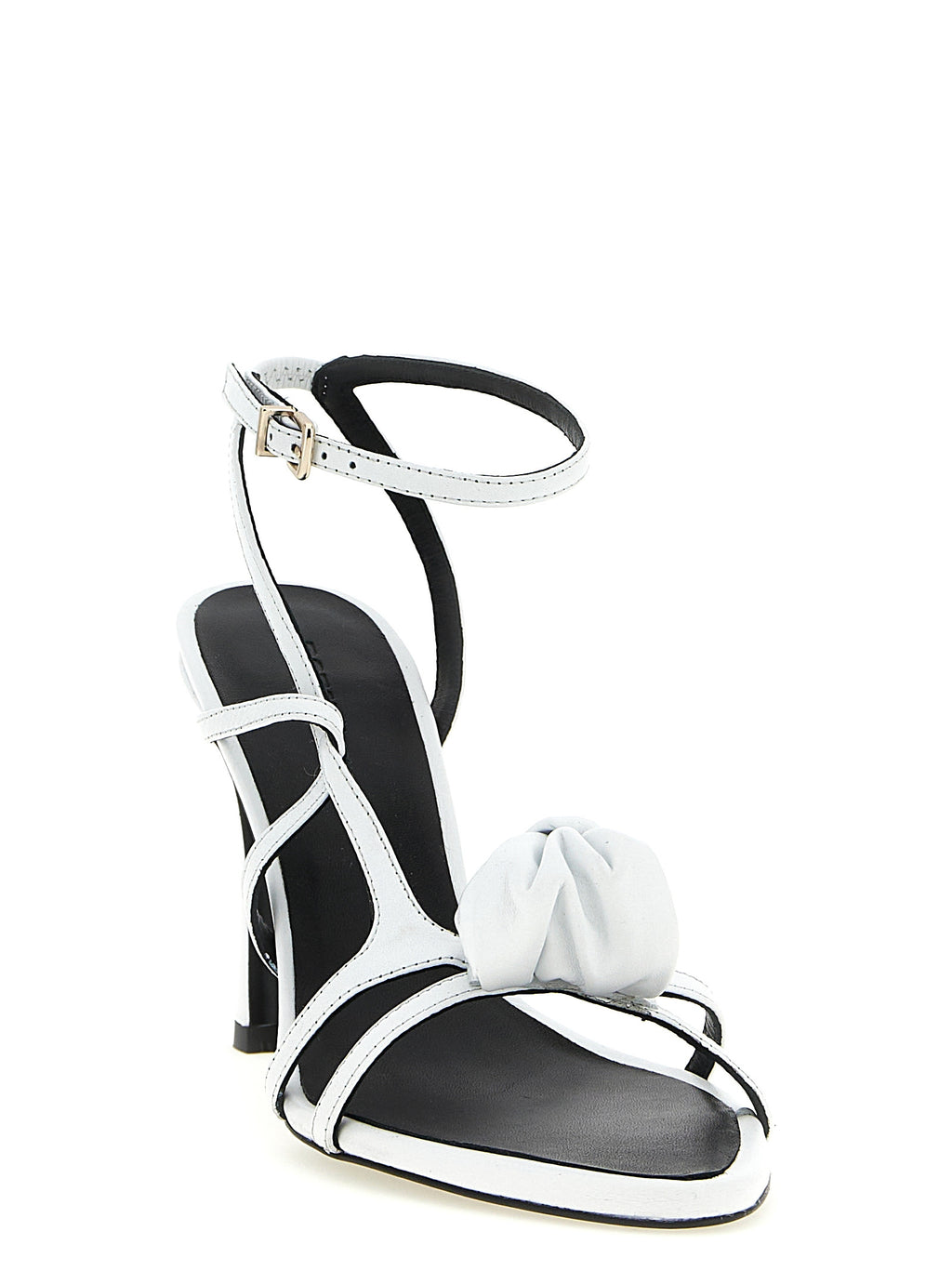 White Calfskin Stiletto Heel Sandals