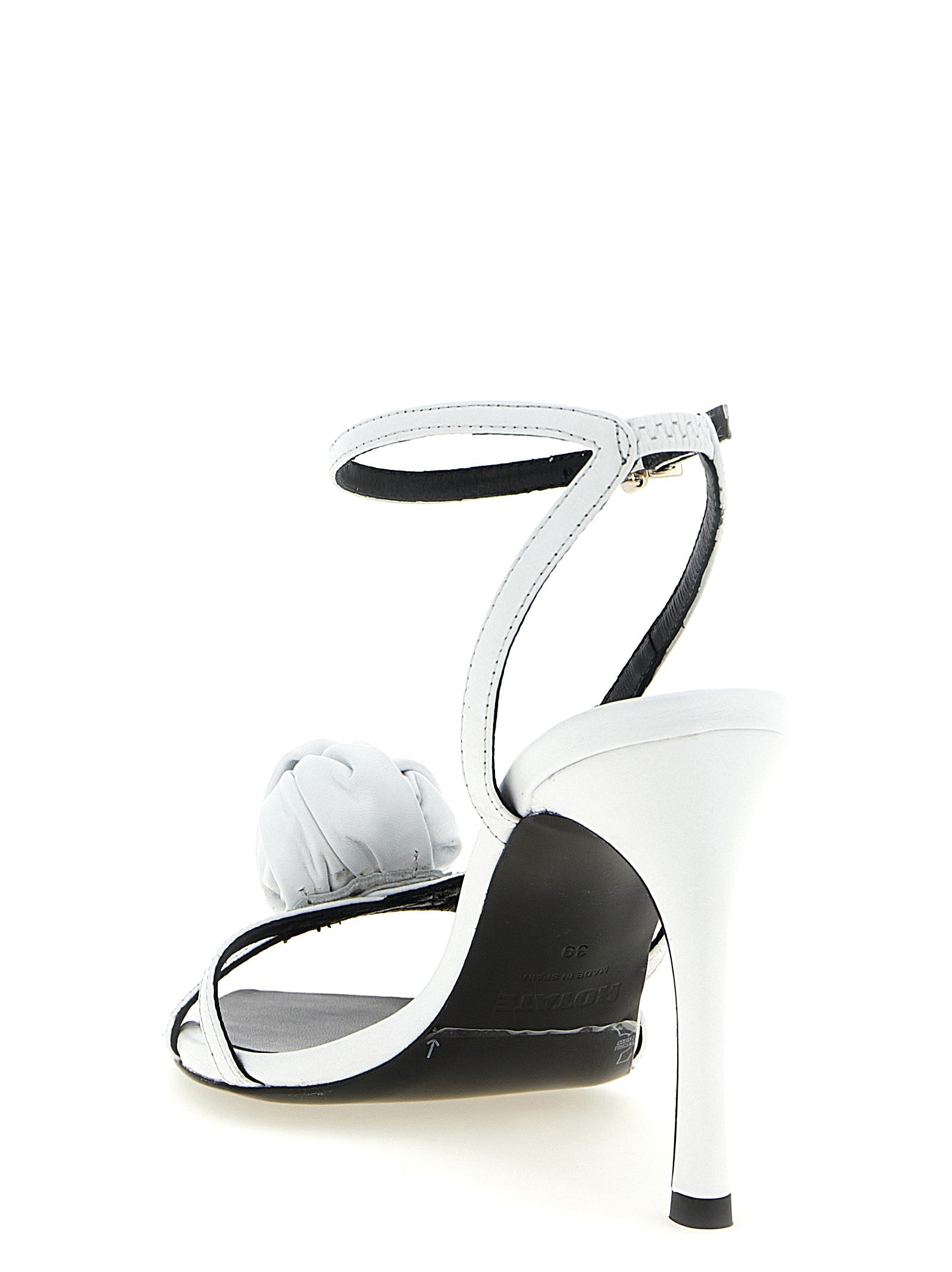 White Calfskin Stiletto Heel Sandals