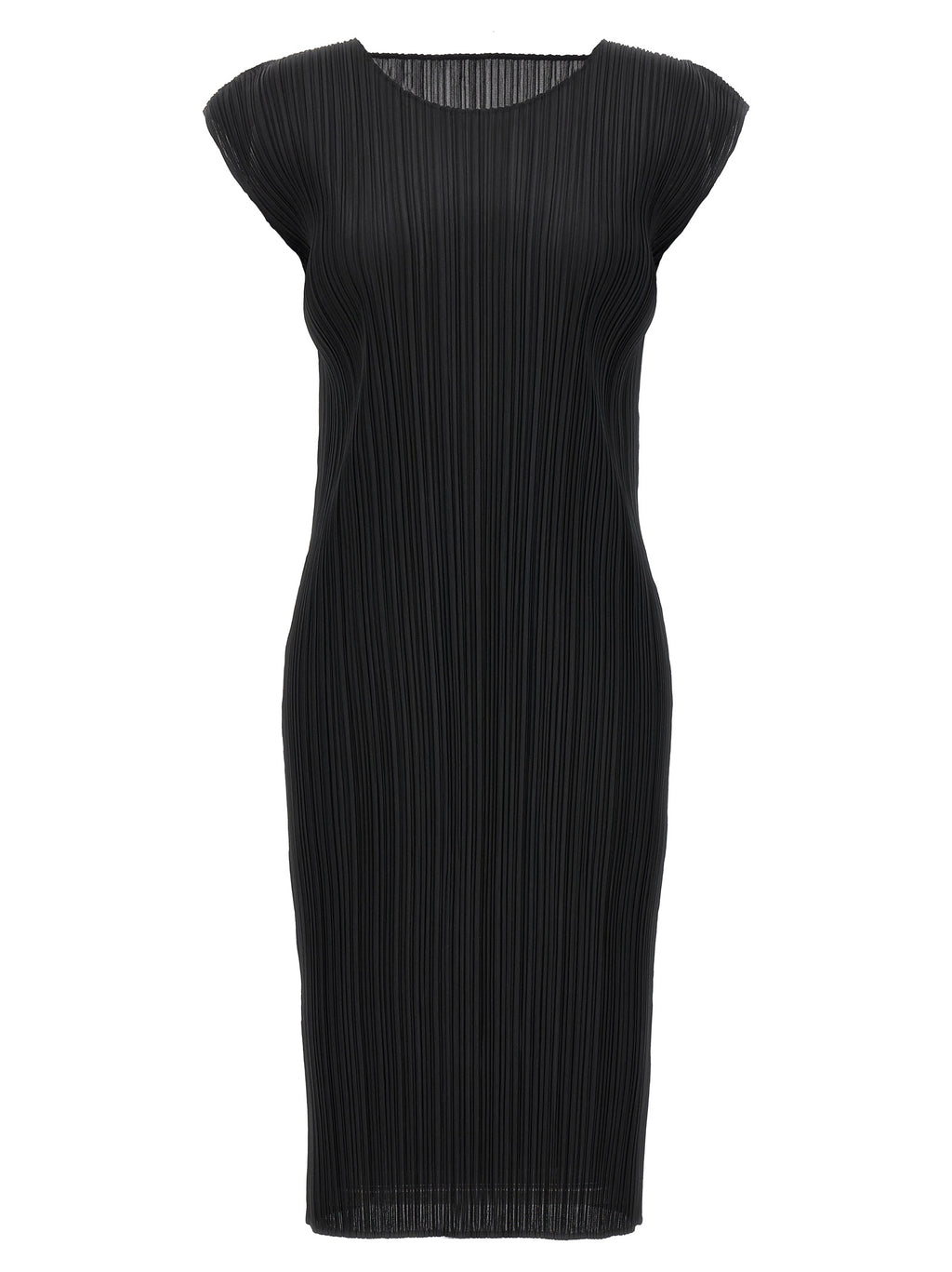 Black Polyester Midi Dress