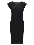 Black Polyester Midi Dress