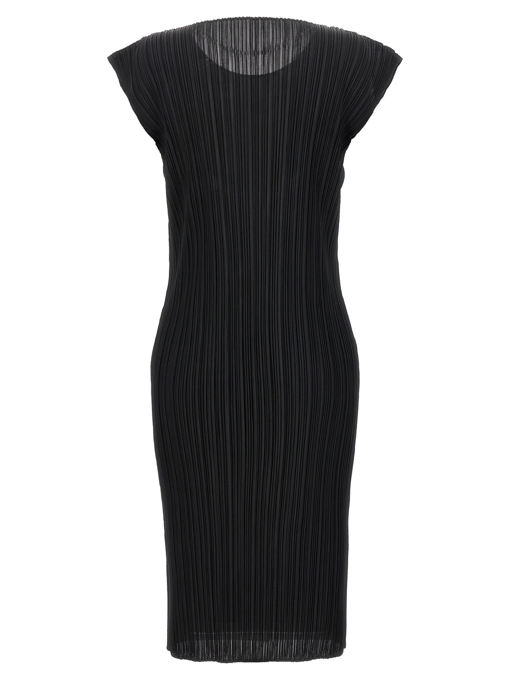 Black Polyester Midi Dress