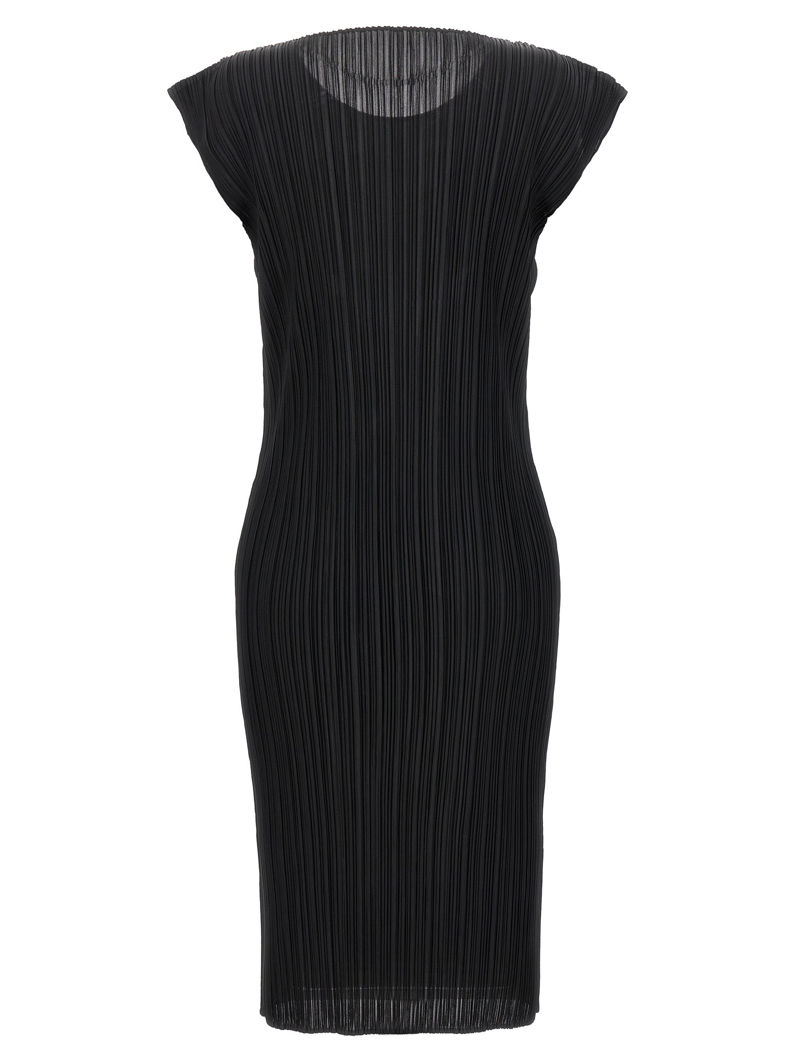 Black Polyester Midi Dress
