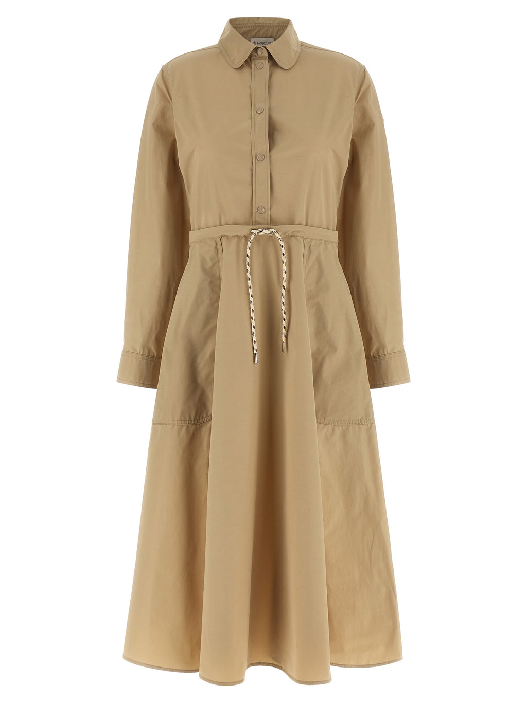Beige Polyester Long Dress