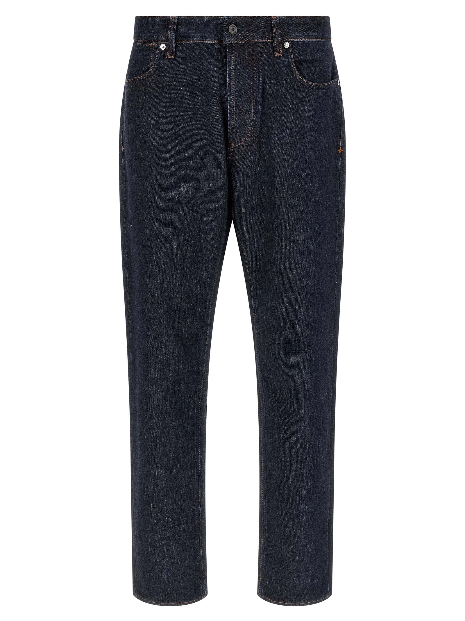 Blue Cotton Straight-Leg Jeans