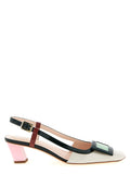 Multicolor Calfskin Mid Heel Pumps
