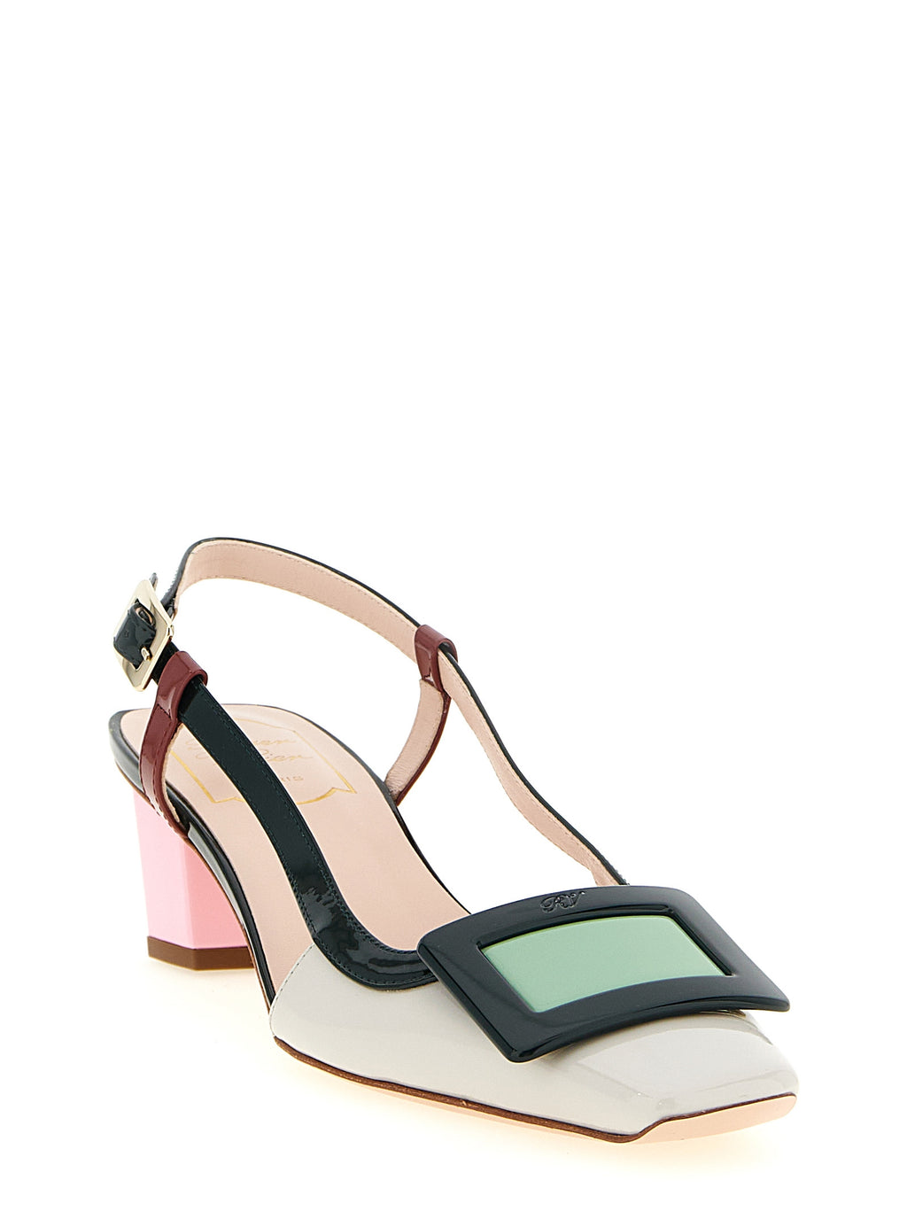Multicolor Calfskin Mid Heel Pumps