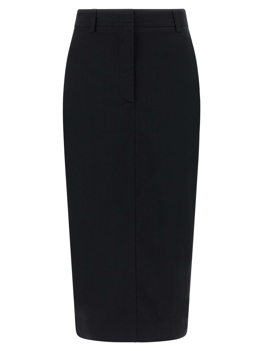 Black Cotton Midi Skirt