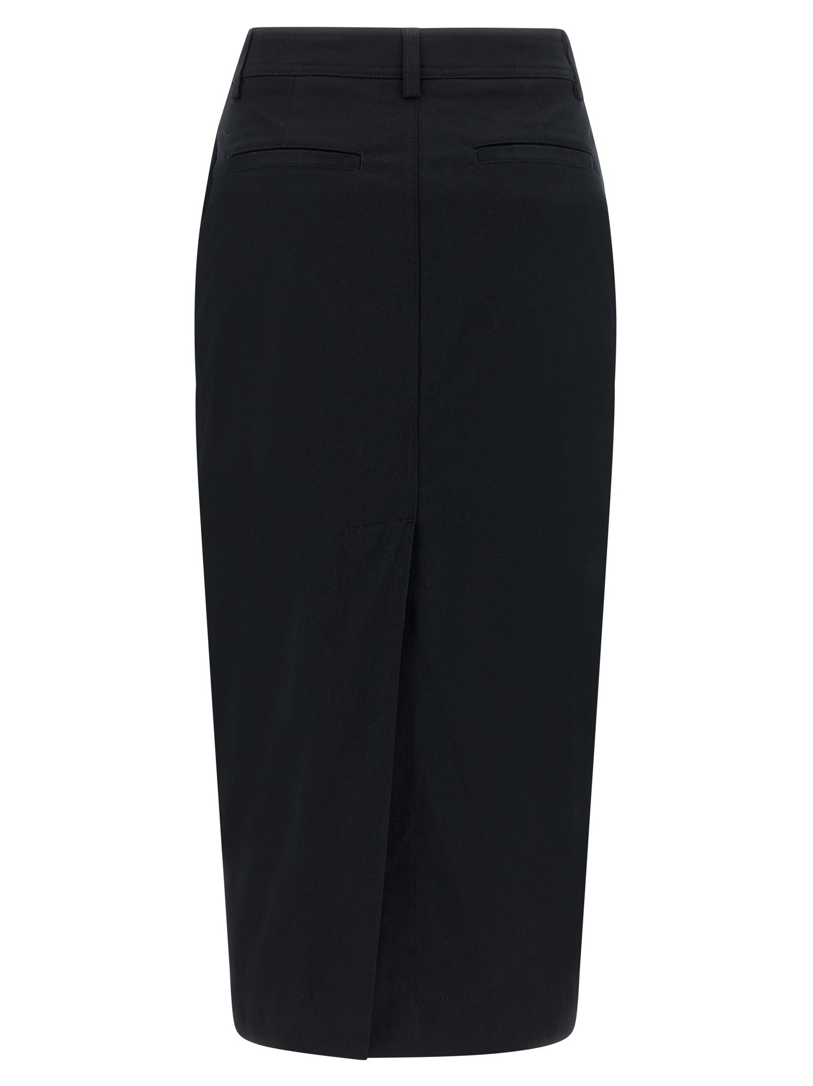 Black Cotton Midi Skirt