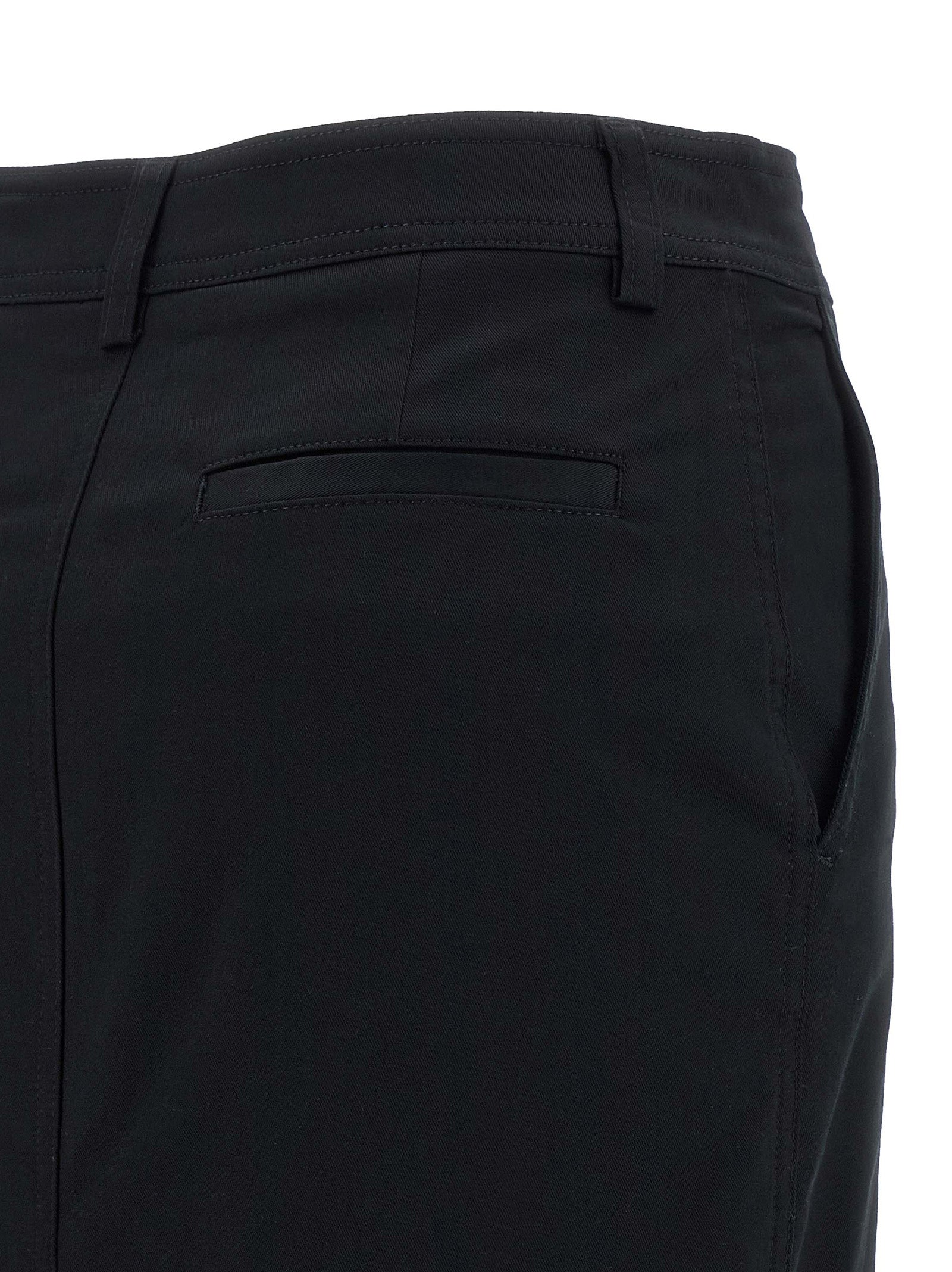 Black Cotton Midi Skirt