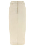 White Cotton Midi Skirt