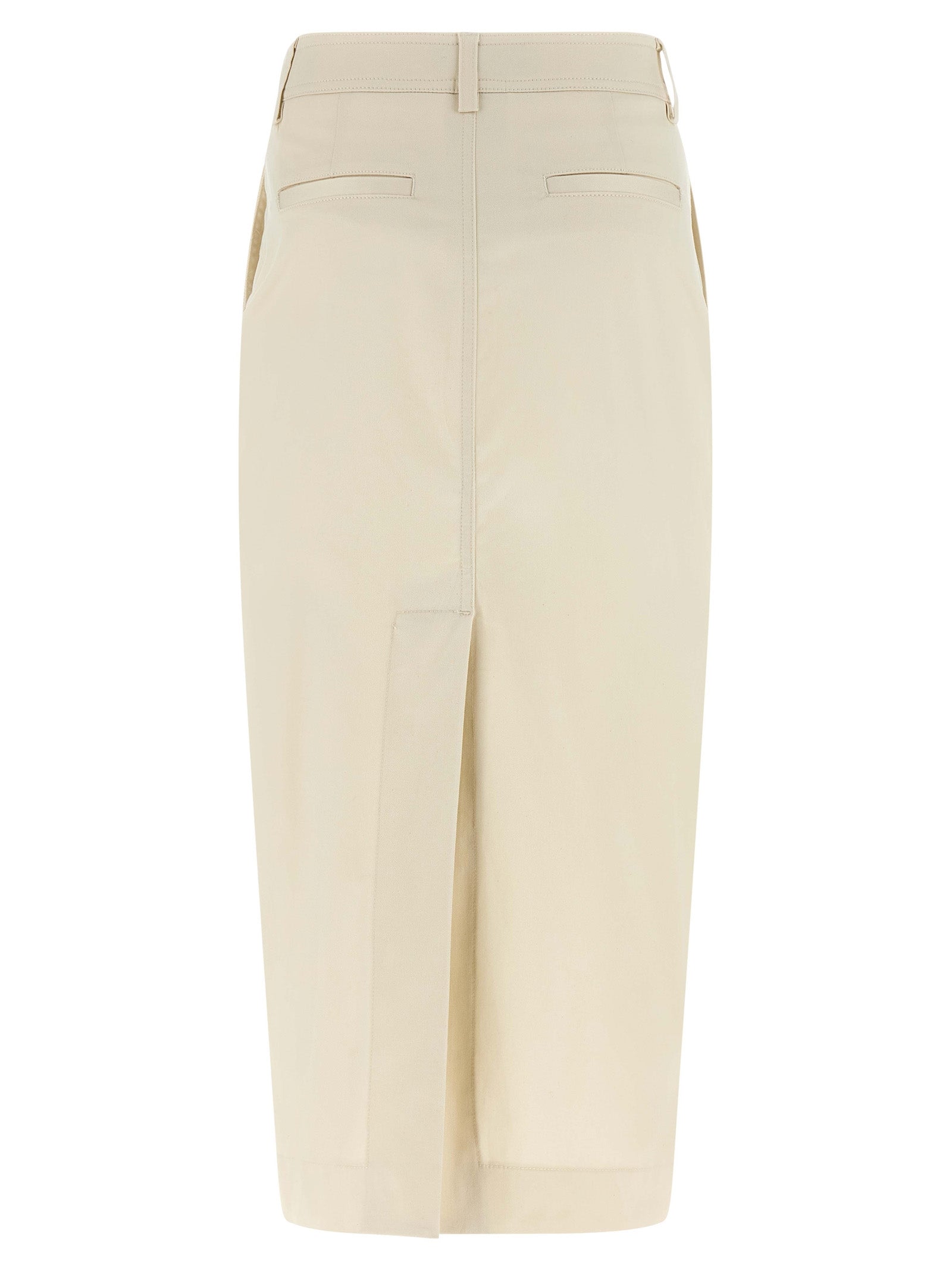 White Cotton Midi Skirt