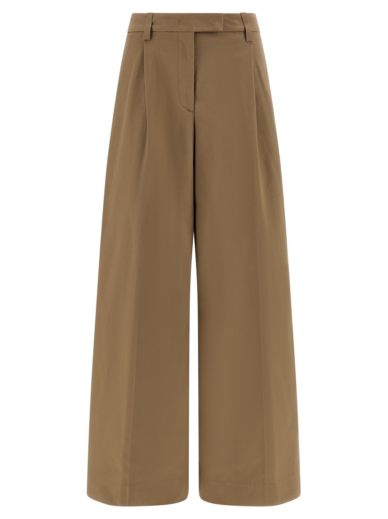 Brown Cotton Casual Pants