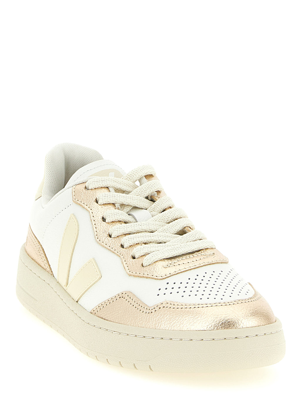Gold Genuine Leather Low Top Sneakers