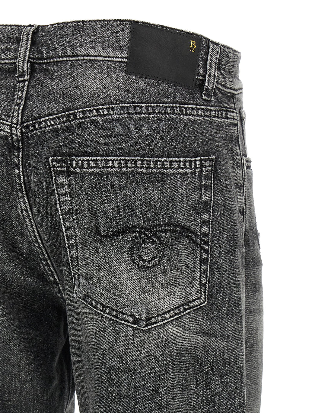 Gray Cotton Boyfriend Jeans