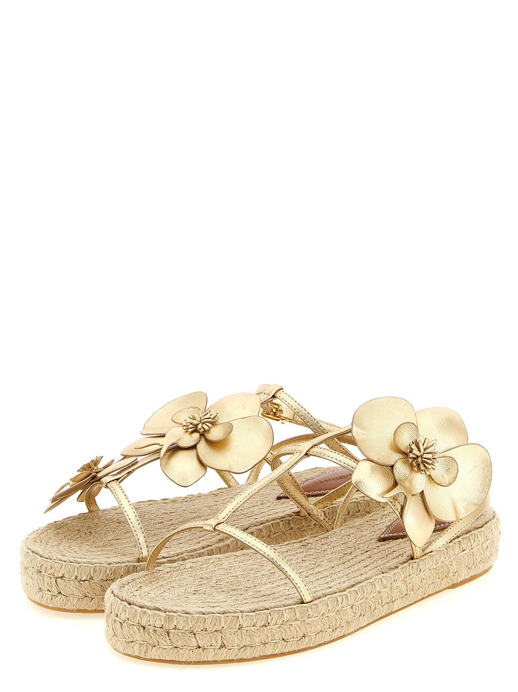 Gold Leather Flat Sandals