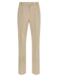 Beige Cotton Cropped Pants