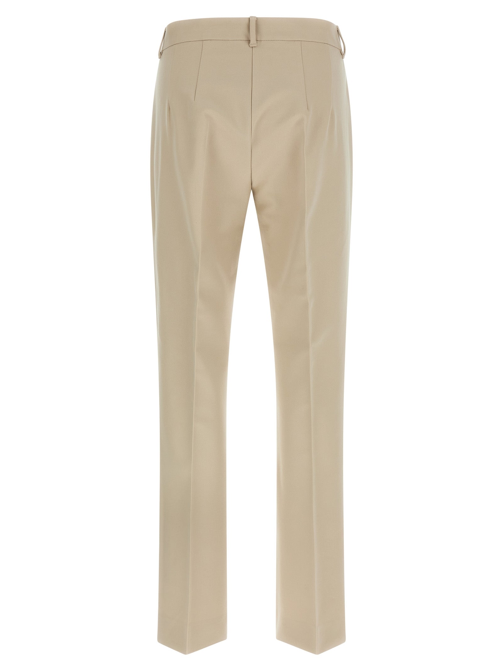 Beige Cotton Cropped Pants