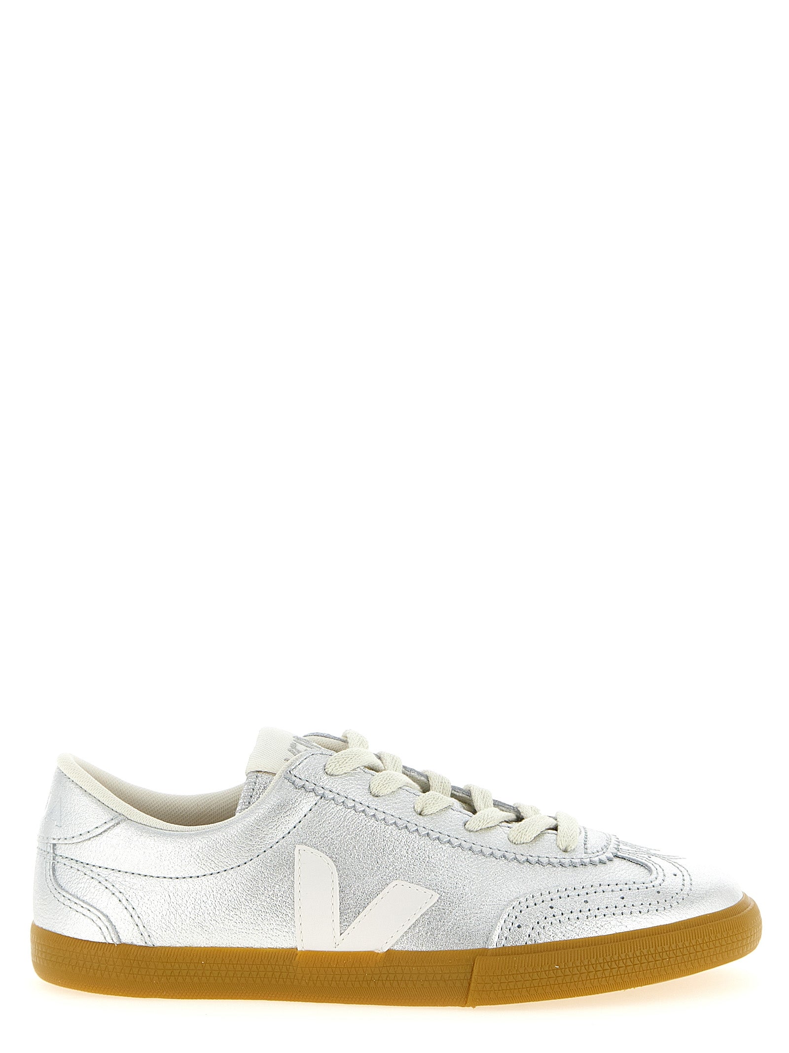 Silver Genuine Leather Sneakers