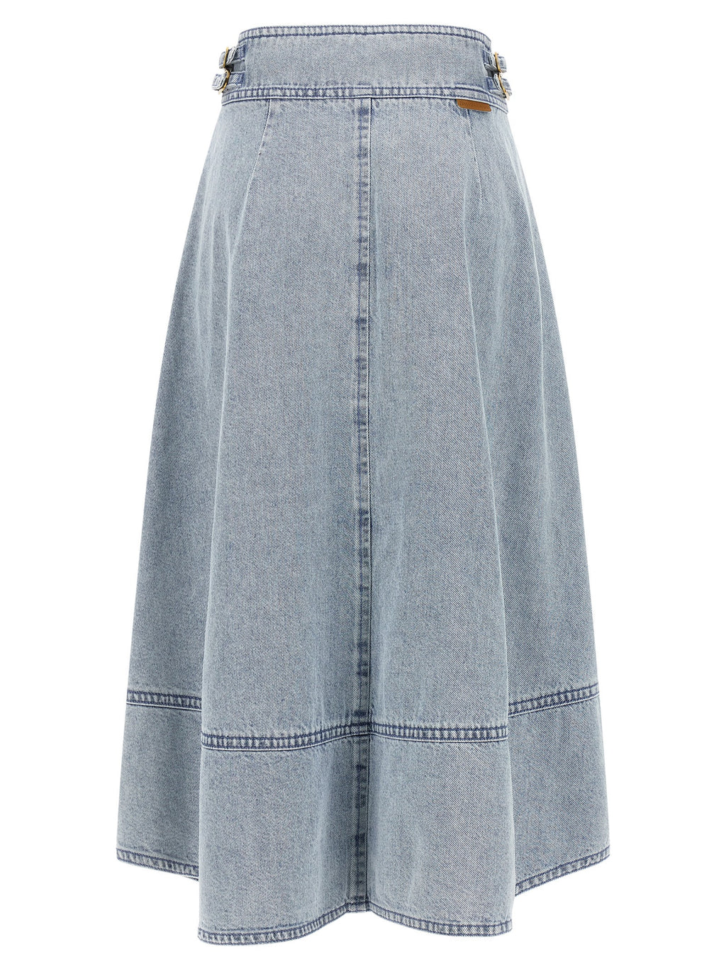 Blue Cotton Midi Skirt