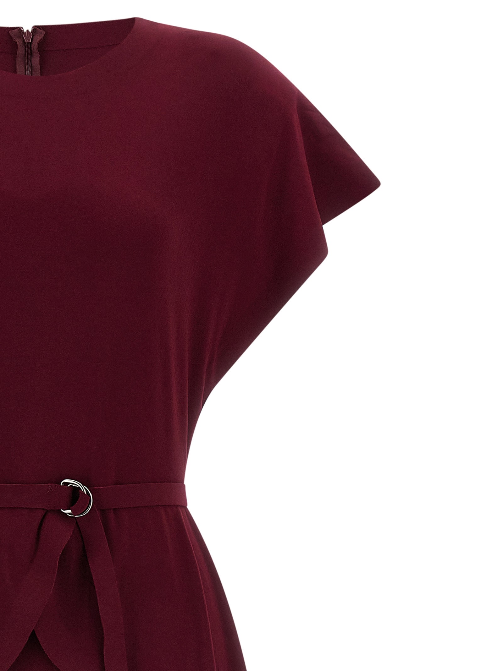 Bordeaux Polyester Midi Dress