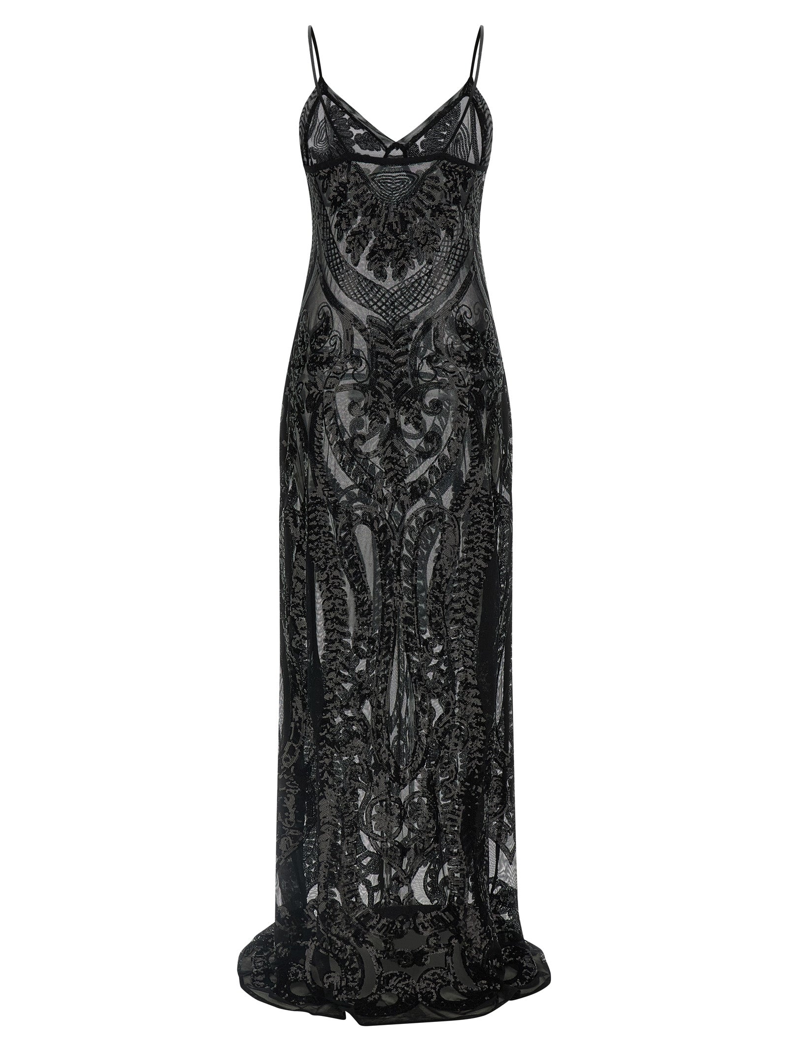 Black Polyester Long Dress