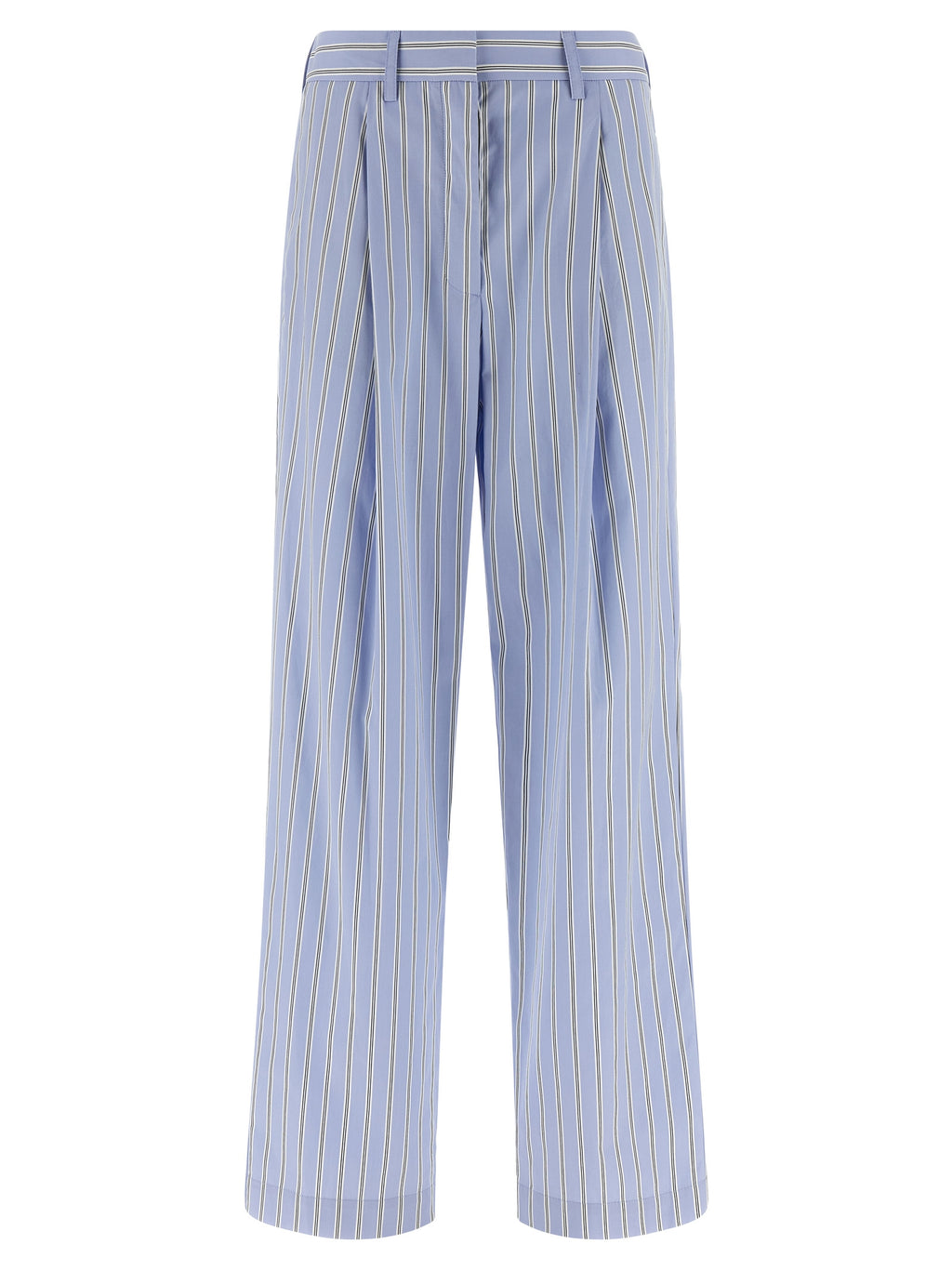 Blue Cotton Casual Pants