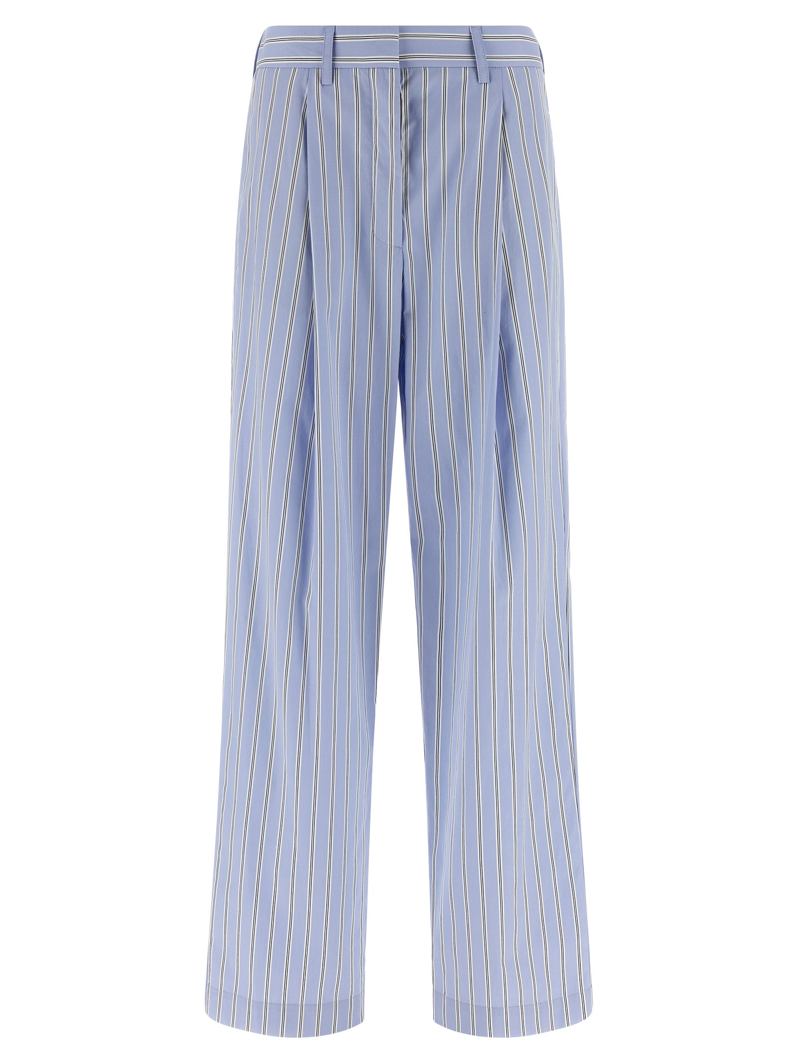Blue Cotton Casual Pants
