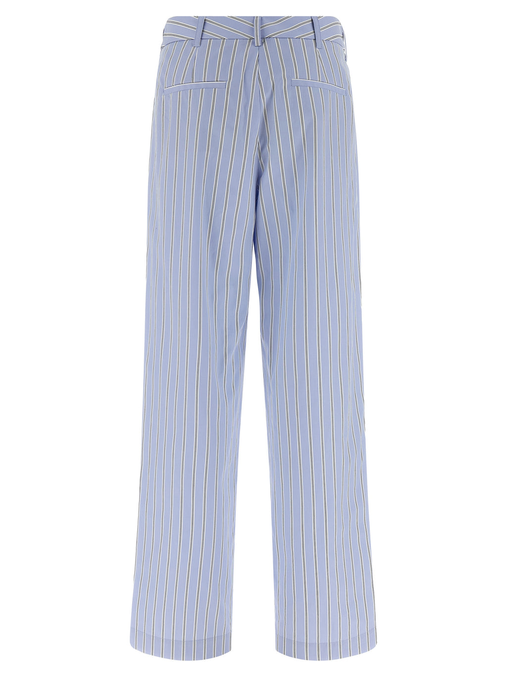 Blue Cotton Casual Pants