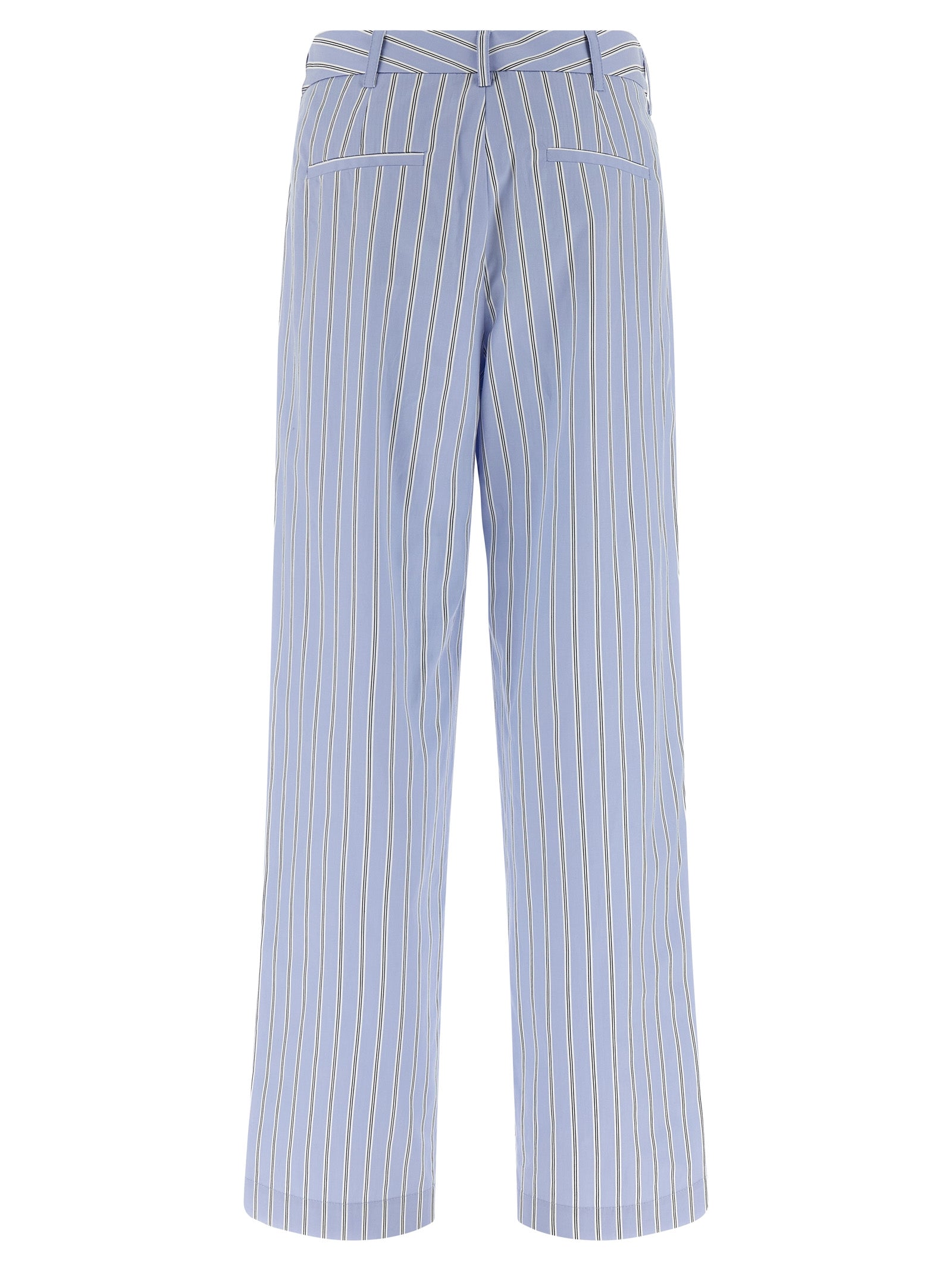 Blue Cotton Casual Pants