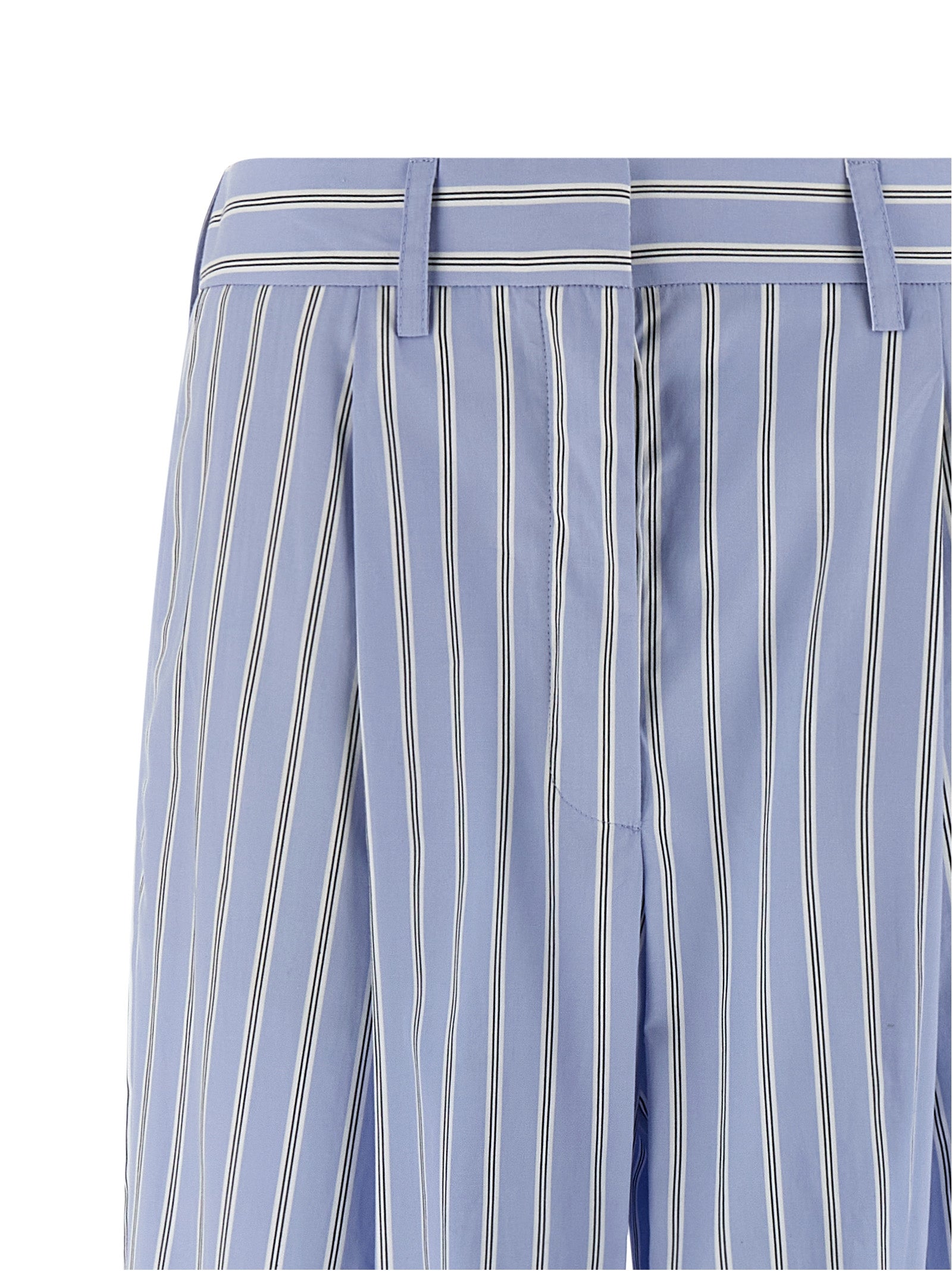 Blue Cotton Casual Pants