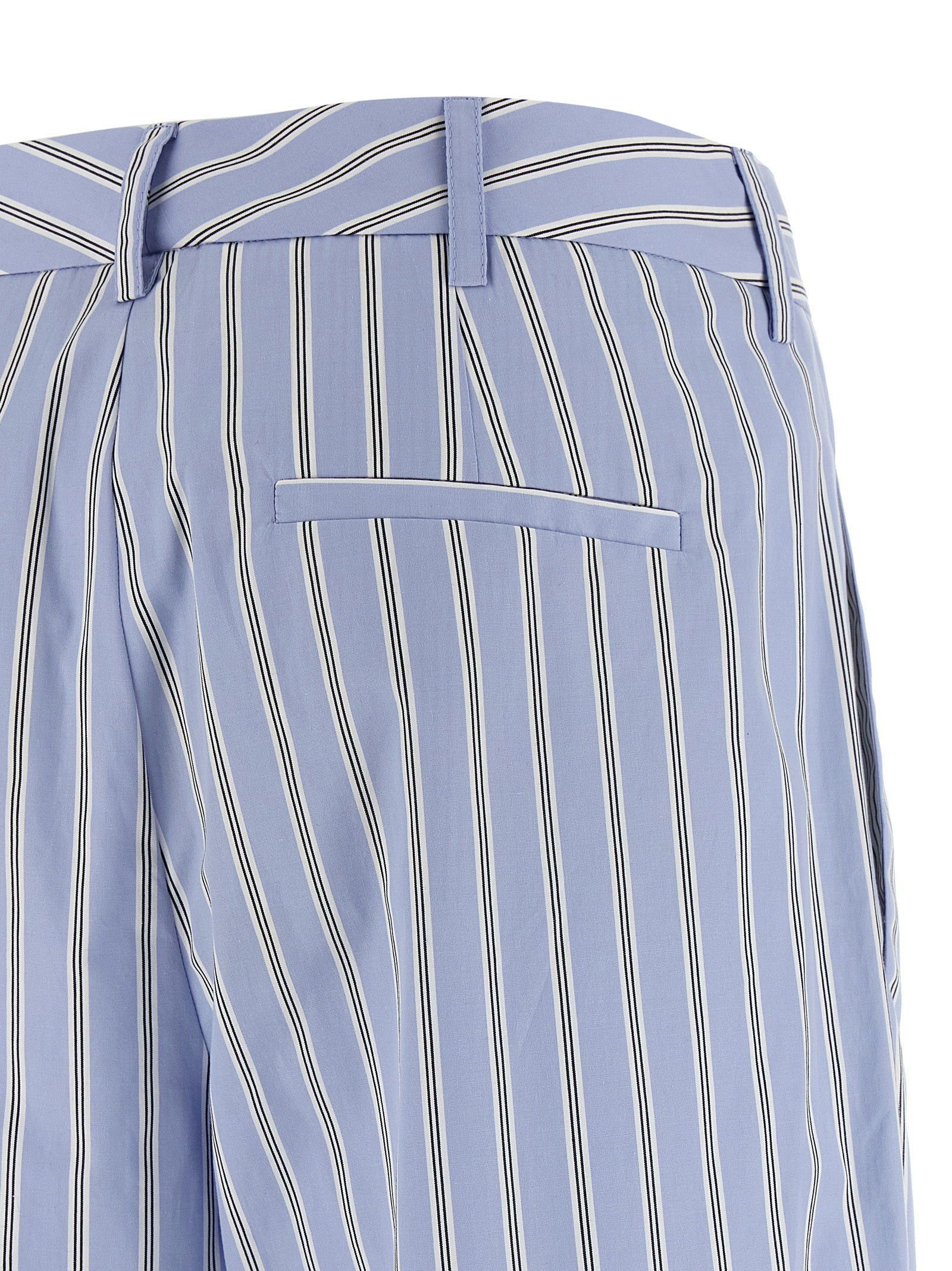 Blue Cotton Casual Pants