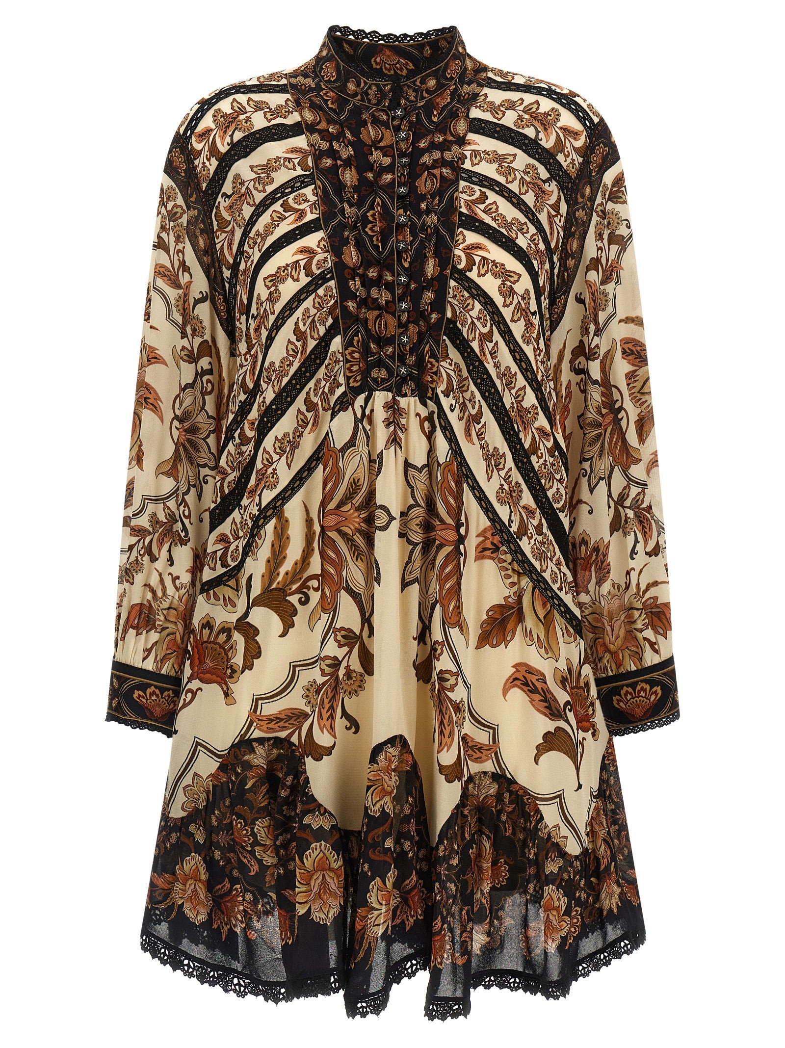 Beige Viscose Short Dress