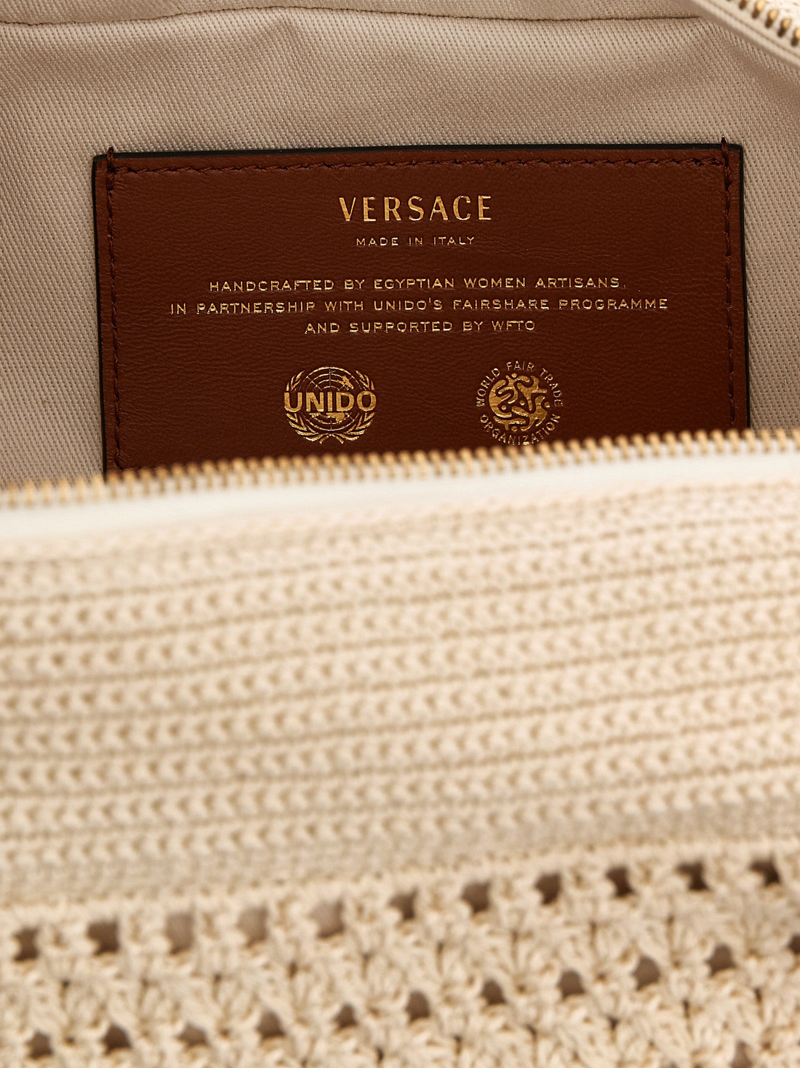 Beige Cotton Shoulder Bag