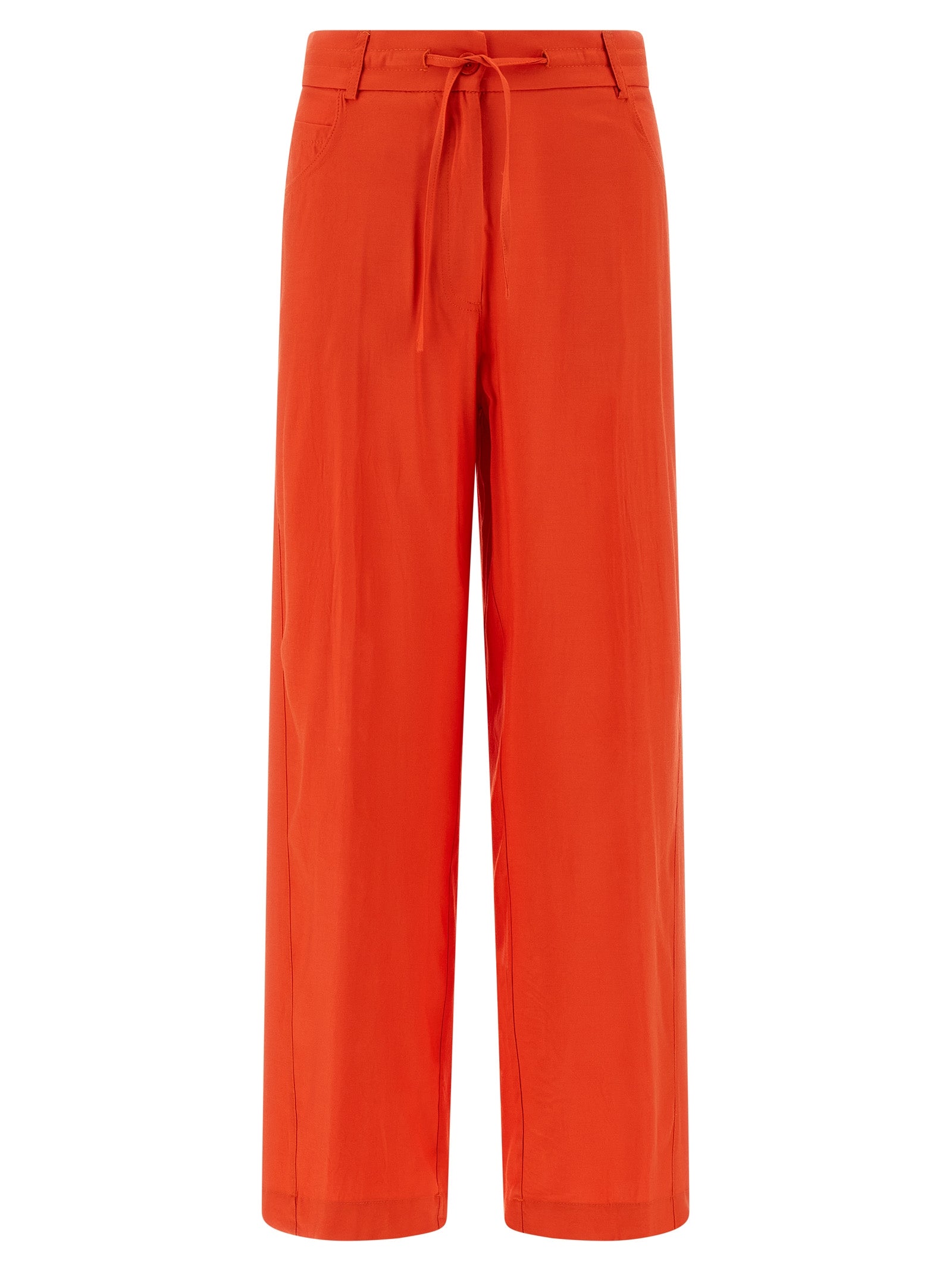 Orange Viscose Casual Pants
