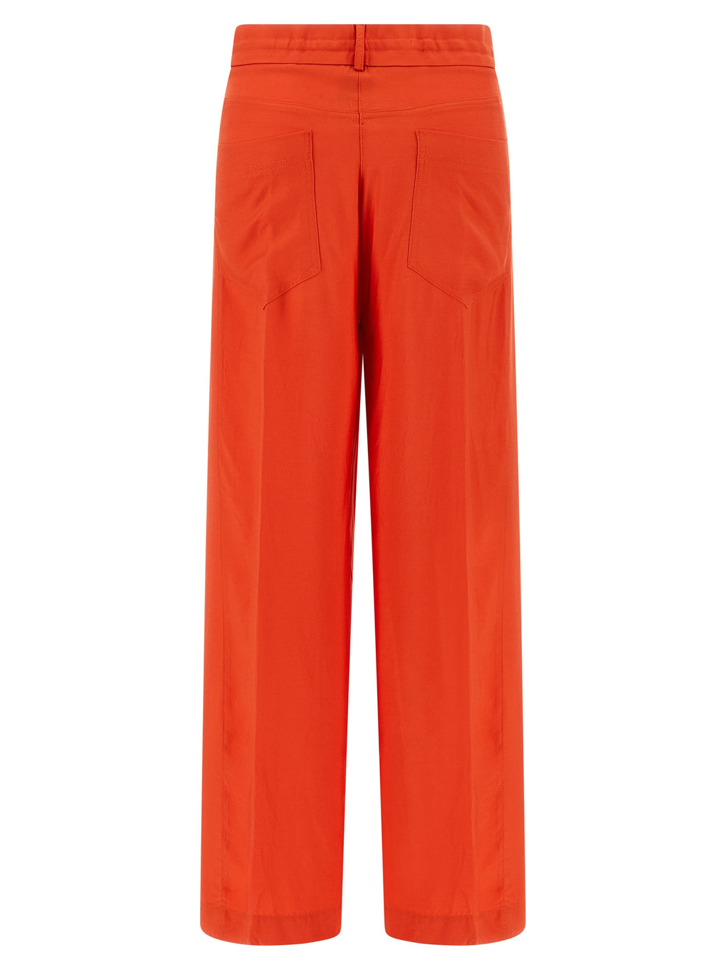 Orange Viscose Casual Pants