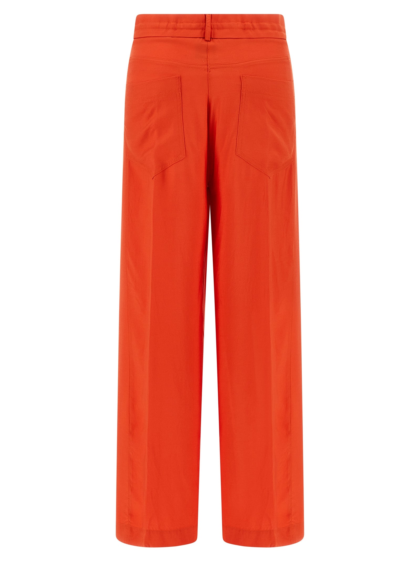 Orange Viscose Casual Pants