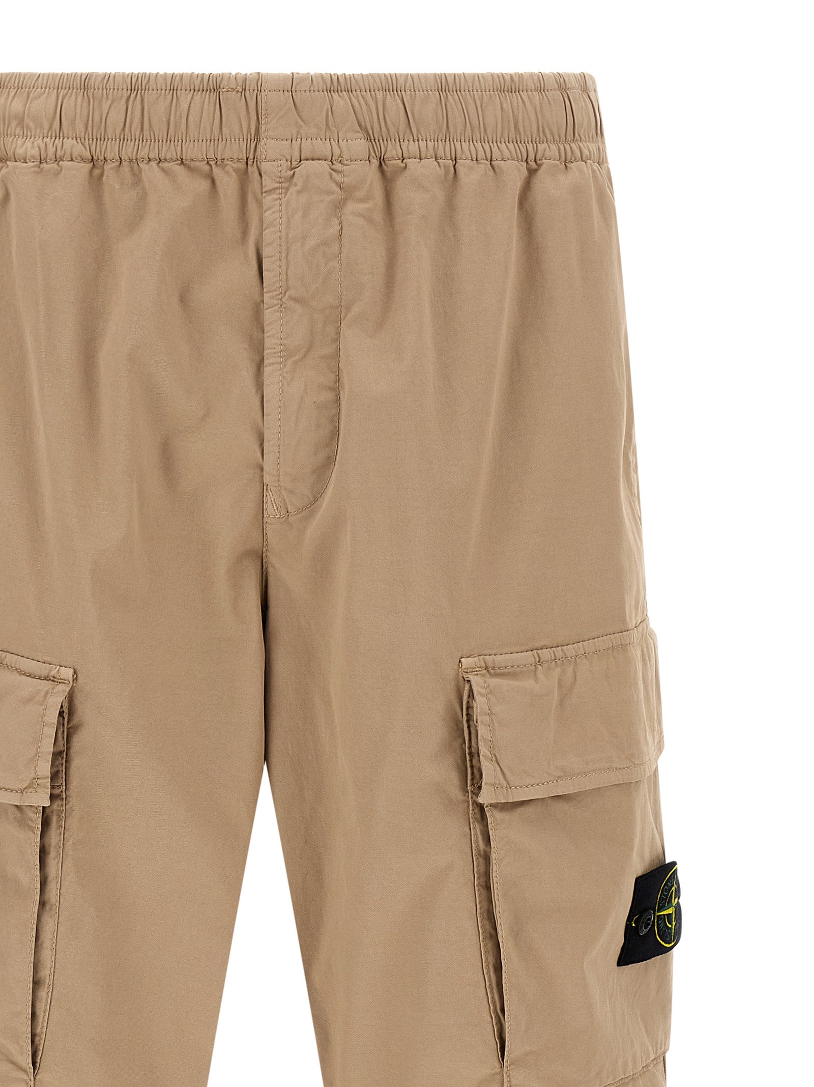 Beige Cotton Cargo Pants