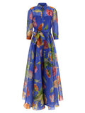 Blue Silk Long Dress