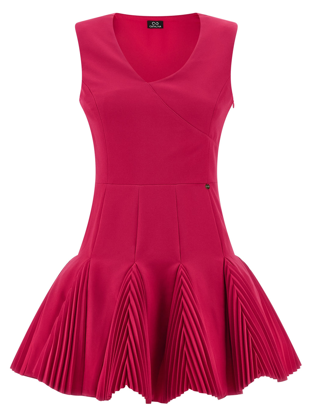 Fuchsia Polyester Short Dress