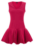 Fuchsia Polyester Short Dress