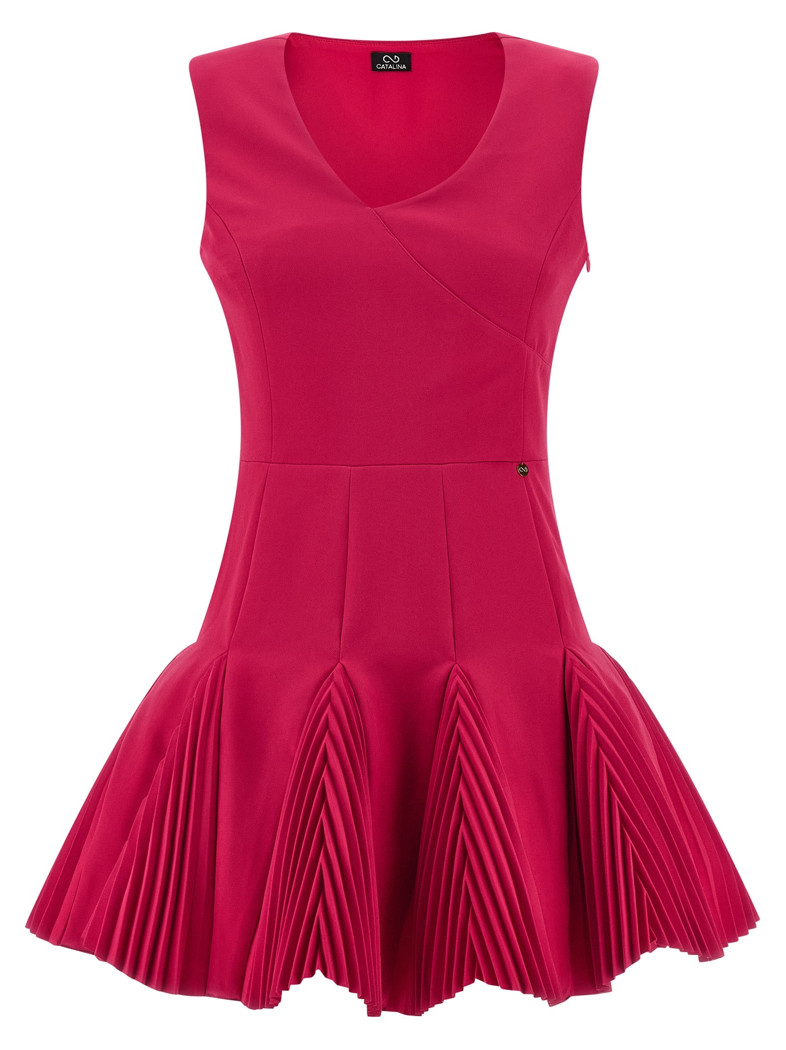 Fuchsia Polyester Short Dress