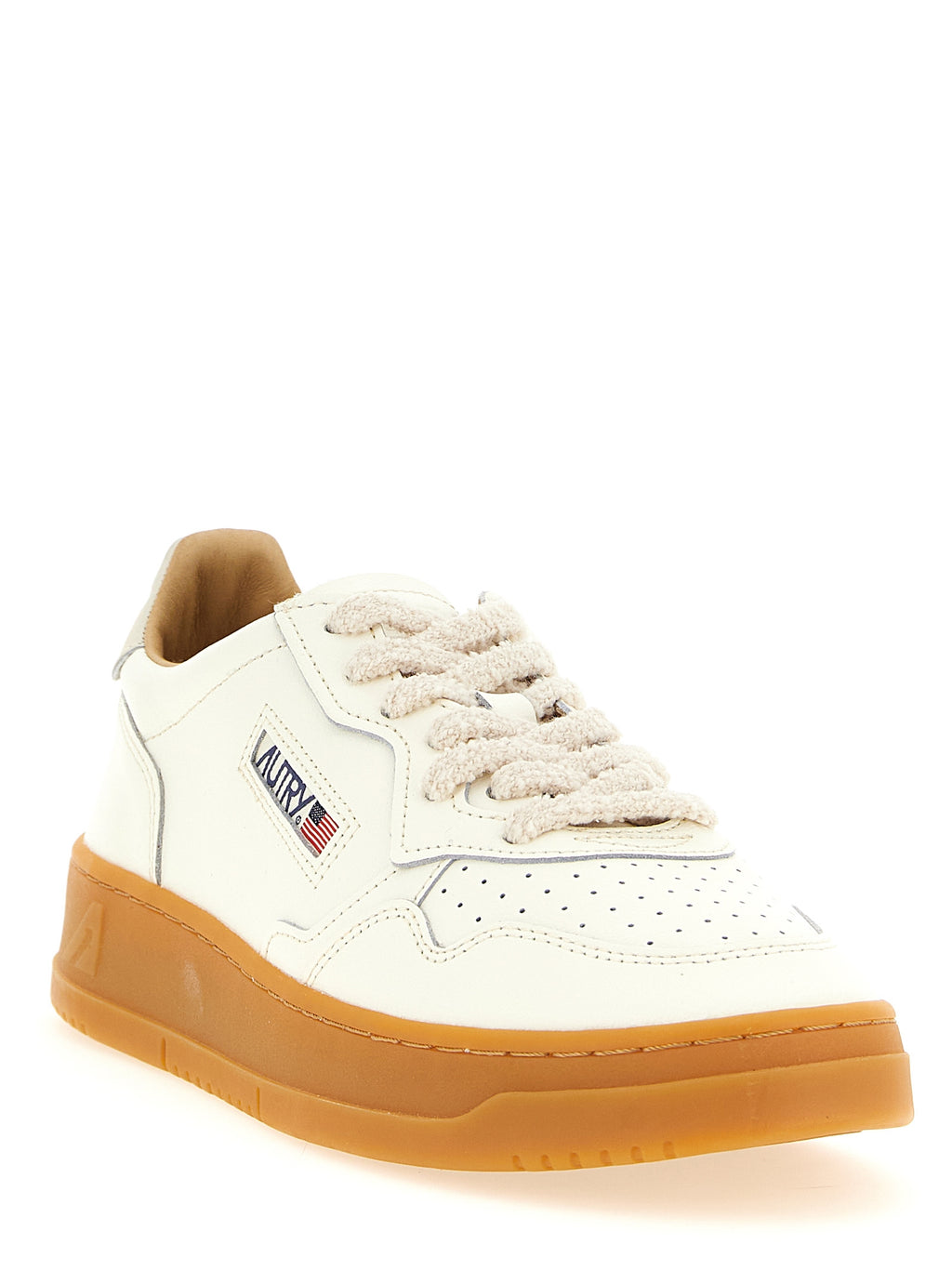 Beige Cowhide Low Top Sneakers
