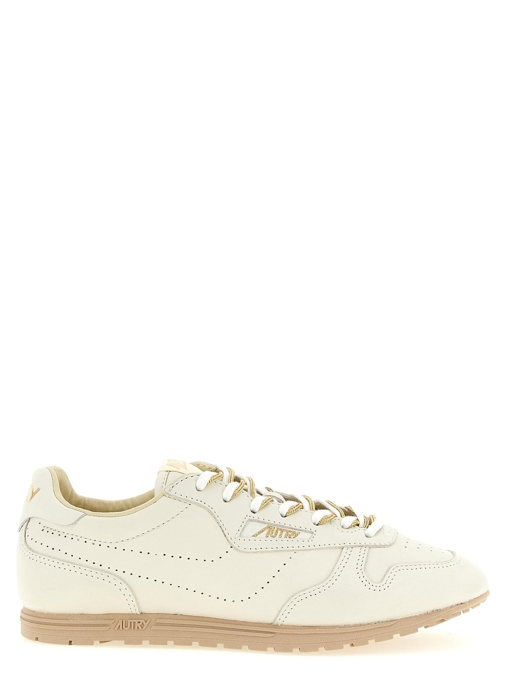 Beige Cowhide Low Top Sneakers